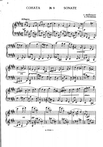 Feinberg - Piano Sonata No. 9 - Score