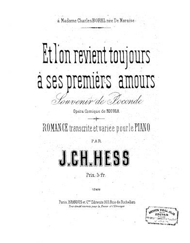 Hess - Souvenir de 'Joconde' - Score