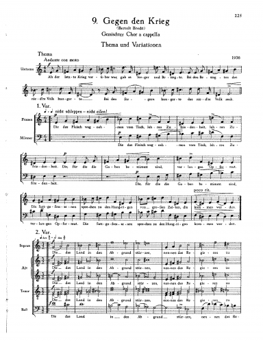 Eisler - Gegen den Krieg - Score