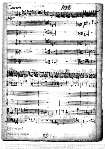 Anonymous - Concerto for 2 Violins in C major - Scores and Parts - Score