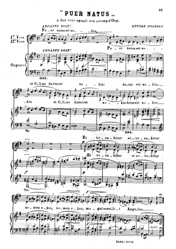Pozzoli - Puer natus - Score