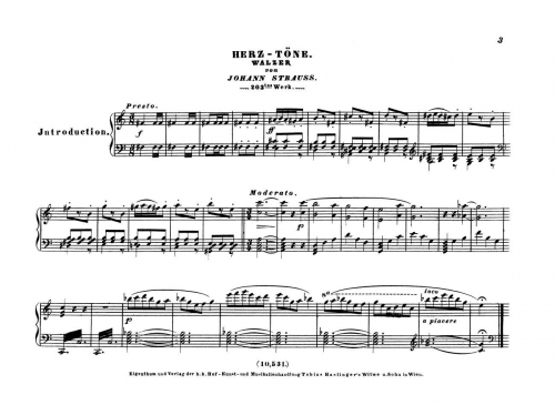 Strauss Sr. - Herz-Töne, Op. 203 - For Piano solo - Score