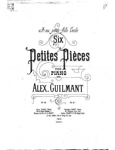 Guilmant - 6 Petites pièces - Piano Score - Score