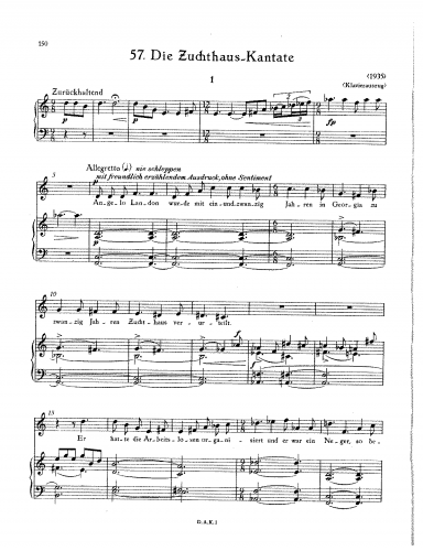 Eisler - Die Zuchthaus-Kantate, Op. 63 - Vocal Score