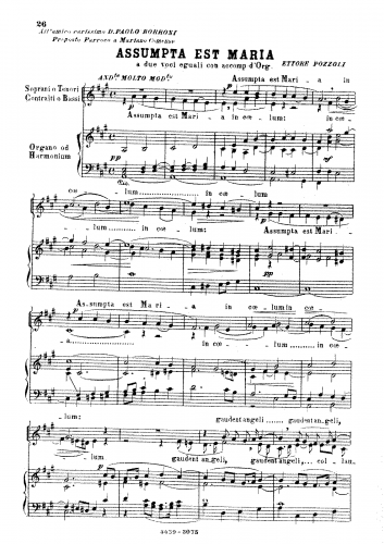 Pozzoli - Assumpta est Maria - Score