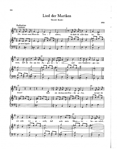 Eisler - Lied der Mariken - Score