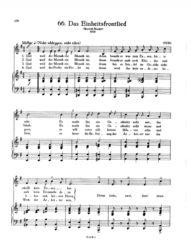 Eisler - Das Einheitsfrontlied - Score
