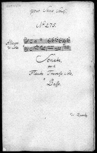 Quantz - Flute Sonata in B-flat major, QV 2:161 - Score