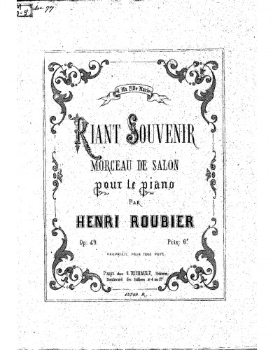 Roubier - Riant souvenir - Score