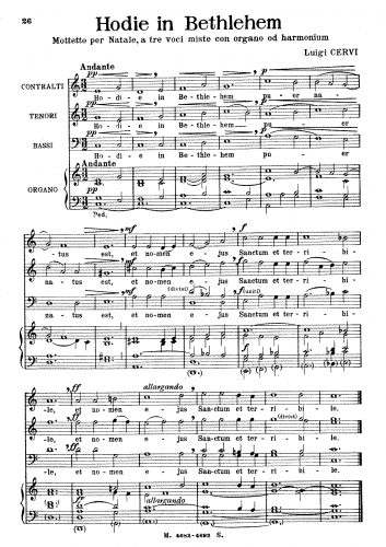 Cervi - Hodie in Bethlehem - Vocal Score