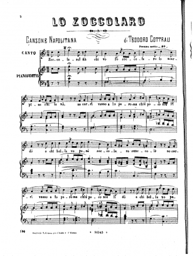 Cottrau - Lo zoccolaro - complete score