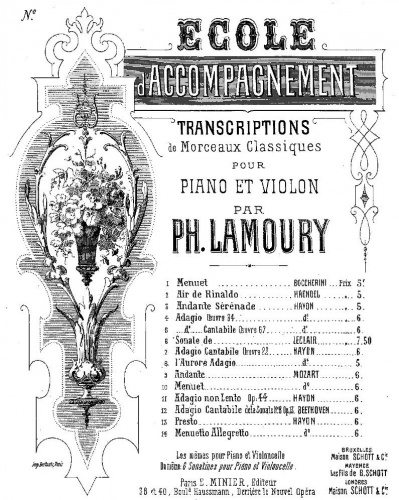 Lamoury - L'école d'accompagnement - Scores and Parts - 12. Beethoven: Adagio (from Piano Sonata No. 8, Op. 13)