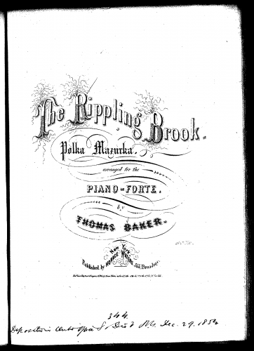 Baker - The Rippling Brook - Score