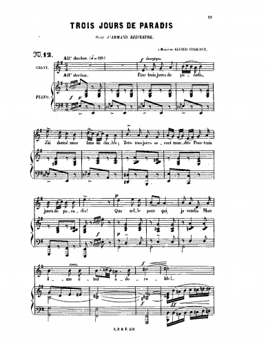 Lacôme d'Estalenx - Trois jours de paradis - Score