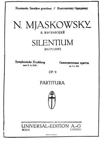 Myaskovsky - Silentium - Score