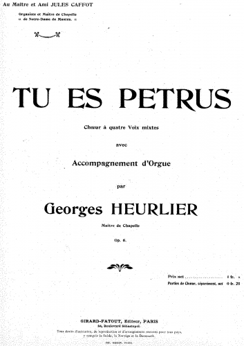 Heurlier - Tu es Petrus - Score