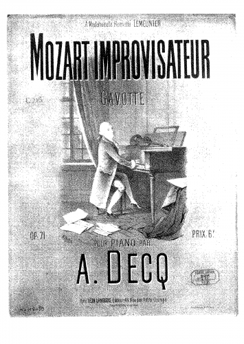 Decq - Mozart improvisateur : gavotte pour piano - Score