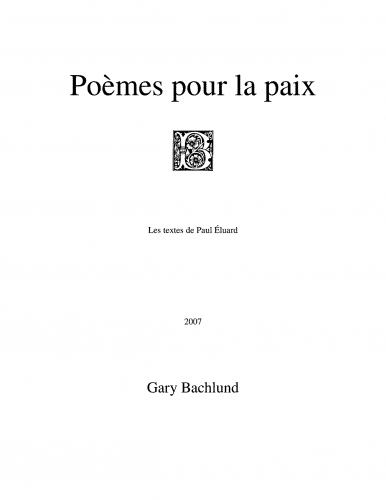 Bachlund - Poèmes pour la paix - Score
