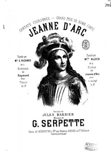 Serpette - Jeanne d'Arc - Vocal Score - Romance de Raymond