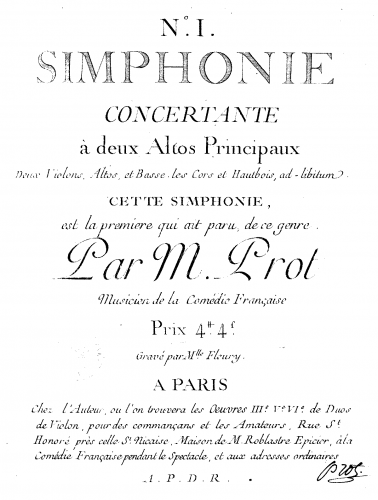 Prot - Simphonie Concertante a deux altos principaux No. 1