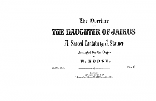 Stainer - The Daughter of Jairus - Overture For Organ solo (Hodge) - Score