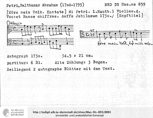 Petri - Höre mein Volk - Score