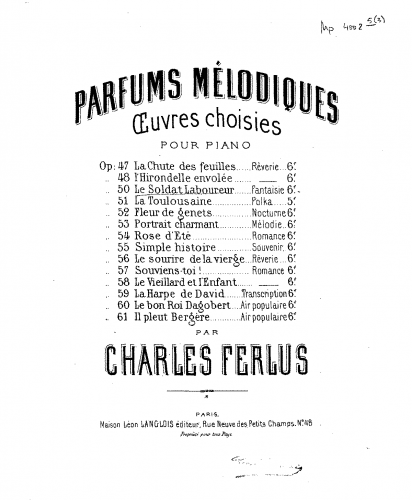 Ferlus - Le soldat laboureur - Piano Score - Score
