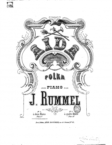 Rummel - Polka sur des motifs de 'Aïda' - For Piano 4 hands - Score