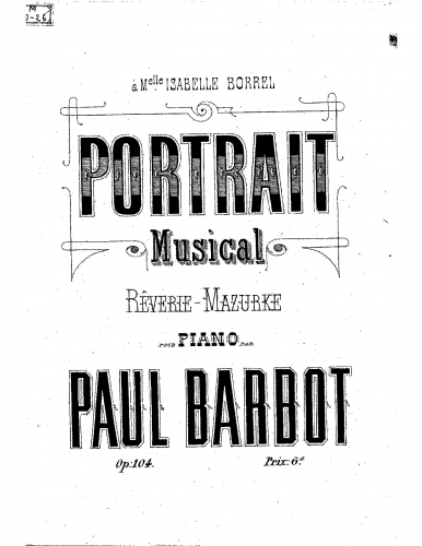 Barbot - Portrait musical - Piano Score - Score