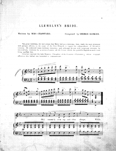 Barker - Llewelyn's Bride - Score