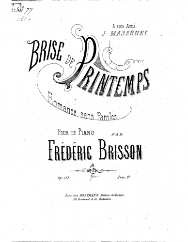 Brisson - Brise de printemps - Piano Score - Score