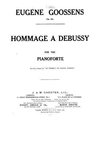 Goossens - Hommage à Debussy, Op. 28 - Score