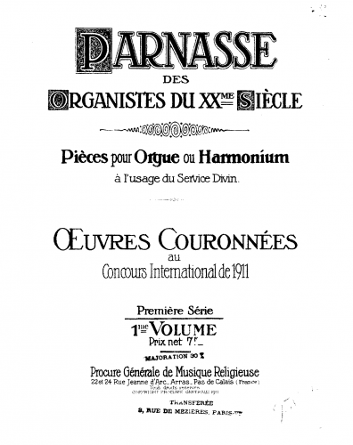 Various - Parnasse des Organistes du XXme Siècle - Score