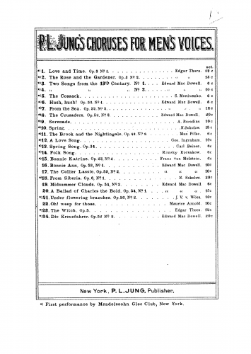 Filke - Lieder, Op. 43 - For Male Chorus - 2. The brook and the nightingale