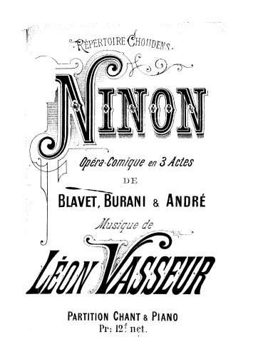 Vasseur - Ninon [de Lenclos] - Vocal Score - Score
