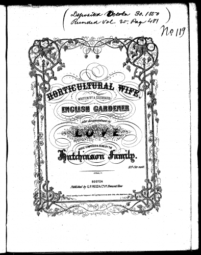 Hutchinson Family Singers - The Horticultural Wife - Score