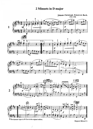 Bach - 2 Minuets in D major - Score