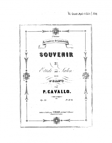 Cavallo - Souvenir - Piano Score - Score