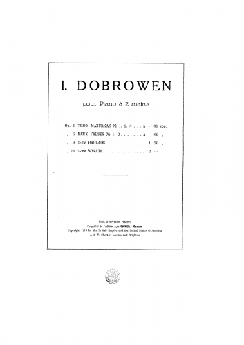 Dobrowen - Ballad No. 2, Op. 9 - Score