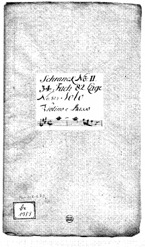 Anonymous - Violin Sonata in A major, Schrank II/34/82 - Score