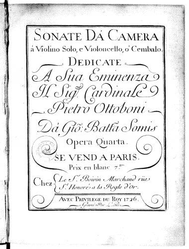 Somis - 12 Violin Sonatas, Op. 4 - Score
