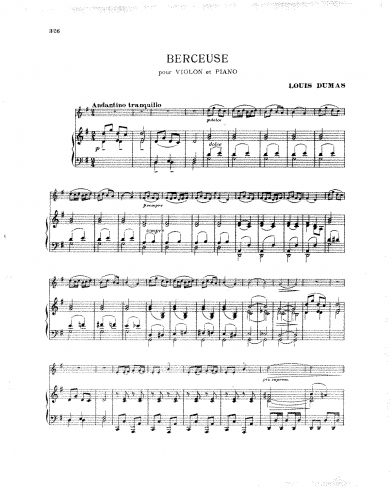 Dumas - Berceuse - Piano Score
