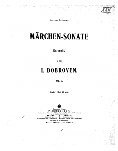 Dobrowen - Märchen-Sonate - Score