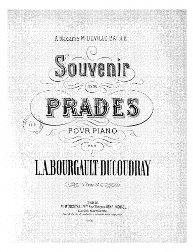 Bourgault-Ducoudray - Souvenir de Prades - Score