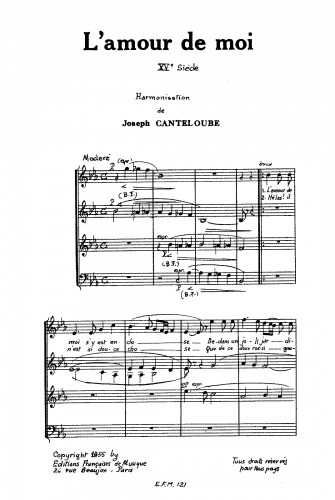 Canteloube - L'amour de moi - Score