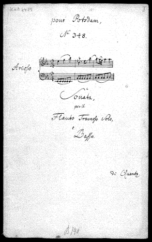 Quantz - Flute Sonata in E-flat major, QV 1:54 - Score