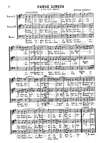 Pozzoli - Pange lingua - Score
