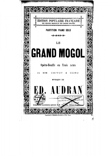 Audran - Le grand mogol - For Piano solo - Score