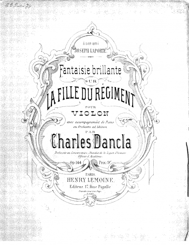 Dancla - Fantaisie brillante sur 'La Fille du Regiment' - Scores and Parts