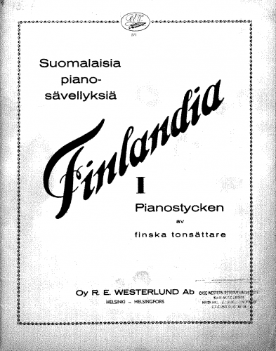 Various - Finlandia I. Suomalaisia pianosävellyksiä - Score